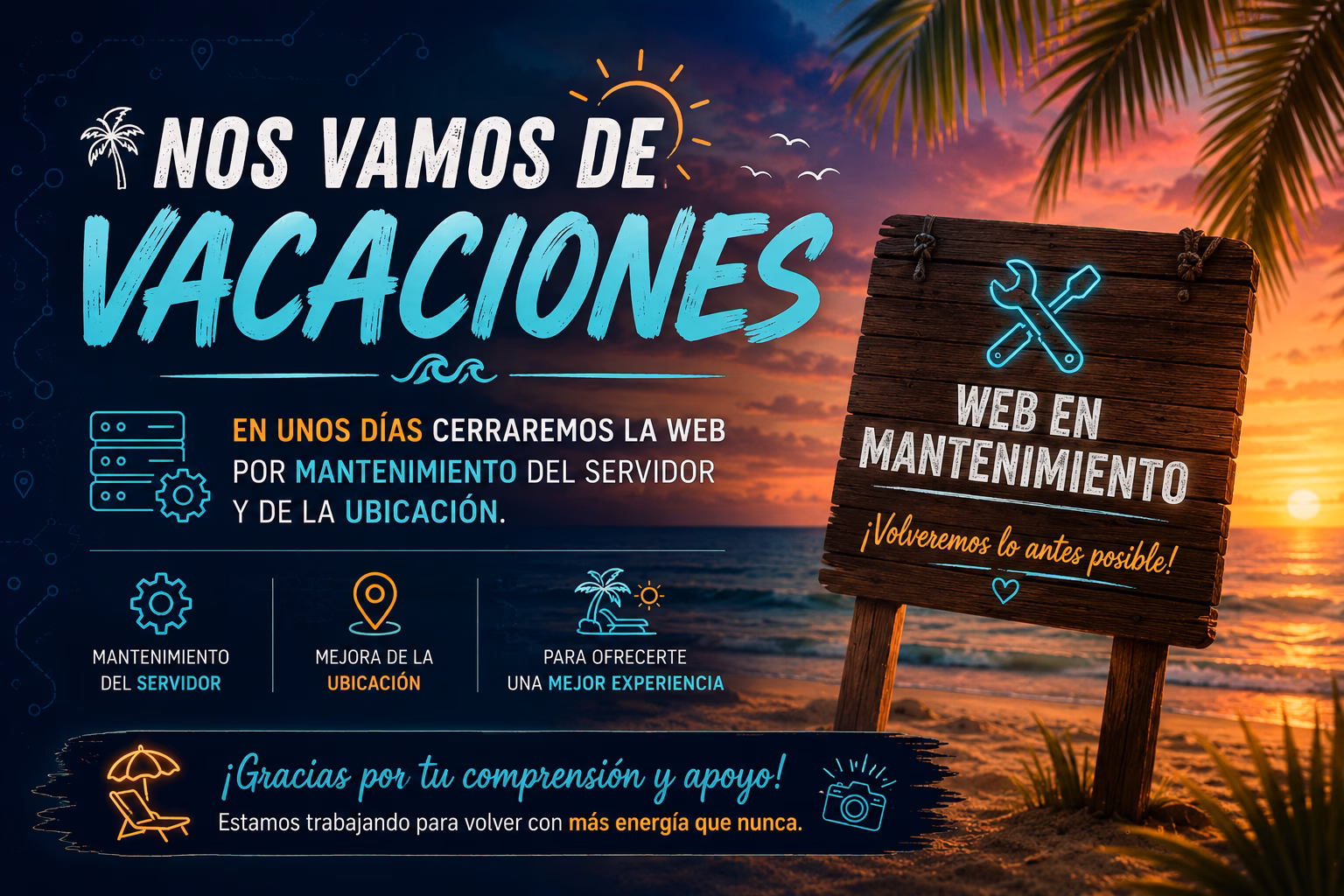 Nos vamos de vacaciones - Web en mantenimiento